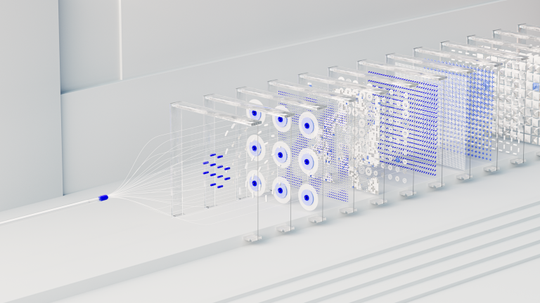 Visualização digital abstrata de redes neurais e fluxo de dados associada à inteligência artificial